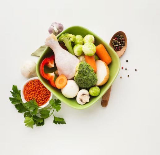 Bowl of fresh vegetables and lean protein