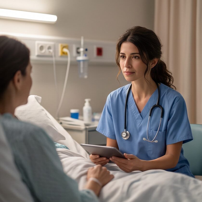 Dr. Sarah Mitchell reviewing results with a patient